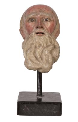 1251.  Cabeza de santo de madera tallada y policromada.España, S. XVIII.