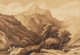 856.  JOSÉ MARÍA TAMBURINI DALMAU  (Barcelona, 1856 - 1932)Paisaje montañoso