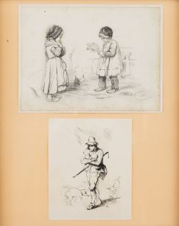 859.  FRANCISCO JAVIER ORTEGO Y VEREDA (Madrid, 1833-Bois-Colombes, París, 1881)Niños y porquero