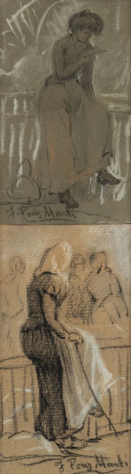 863.  JAUME PONS MARTÍ (Barcelona, 1855-1931)Apuntes de figuras