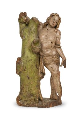 546.  San Sebastián.Escultura en madera tallada y policromada.España, S. XVI.