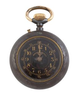 430.  Reloj de bolsillo ROSKOPF con esfera negra y caja en metal pavonado