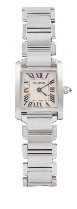 425.  Reloj de pulsera CARTIER Tank Française en acero. Nº 809488CD