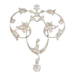 65.  Colgante Art-Nouveau de brillantes con diseño de formas vegetales