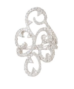 149.  Sortija lanzadera de brillantes con diseño de roléos vegetales calados