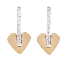 188.  Pendientes criollas con frente de brillantes y corazón colgante