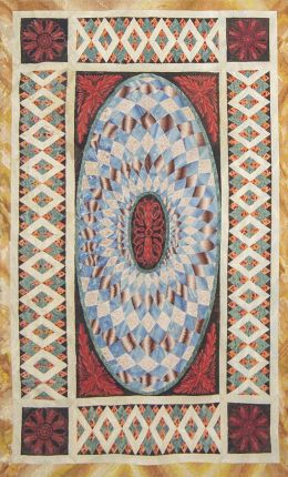 595.  Alfombra con técnica de tapiz ejecutada por los reales talleres de Madrid.Época Carlos IV.Trabajo español, finales del S. XVIII.