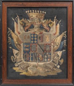 535.  Bordado en "petit-point" con escudo nobiliario.h. 1800.