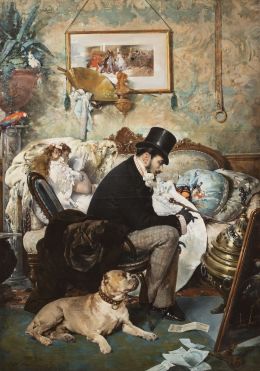 894.  LORENZO CASANOVA RUÍZ (Alcoy, Alicante, 1845-Alicante, 1900)Escena en un interior