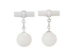 301.  Gemelos VILLA GIOIELLIERE con pelotas de ténis, combinadas con barritas cilíndricas, realizados en kocholón