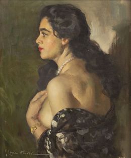 879.  JOSÉ CRUZ HERRERA (La Línea de la Concepción, Cádiz, 1890-Casablanca, Marruecos, 1972)Retrato de mujer