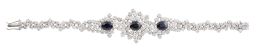 414.  Brazalete de brillantes con tres zafiros centrales de talla oval