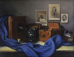 959.  RAFAEL PEDRÓS LANCHA (Madrid, 1933 - 2015)Bodegón con cámaras de fotos