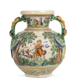 1248.  Jarra de cerámica esmaltada con asas con forma antropomorfa.Talavera Niveiro, S. XX.