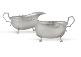 645.  Pareja de salseras de plata. Con marcas.Birmingham, Inglaterra 1912.