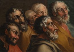 812.  ESCUELA VALENCIANA, PRIMERA MITAD DEL SIGLO XIXEstudio de cabezas de apóstoles