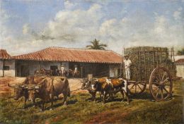 825.  EDUARDO MORALES (La Habana, 1868 - 1938)Trabajadores del campo