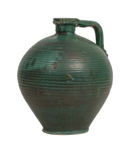 564.  Aceitera de cerámica vidriada en verde.Trabajo andaluz, S. XIX.