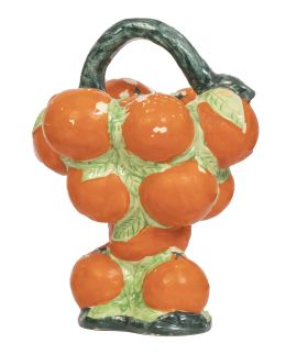 1468.  Jarro de engaño de cerámica esmaltada con naranjas.Principios del S. XX.