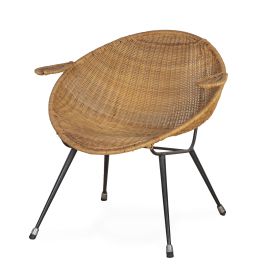 1291.  Silla de mimbre y hierro pintado.h. 1950.