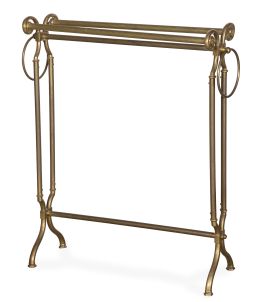 1301.  Toallero de metal dorado decorado con flores a los lados.Francia, h, 1940-50.