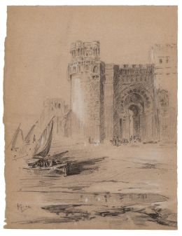 838.  ANTONIO GOMAR Y GOMAR (Beniganim, Valencia, 1853-Madrid, 1911)La (falsa) Puerta del Mar Almería