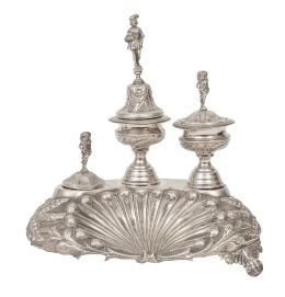 1272.  Escribanía de plata. Con marcas.Antonio Castejón, Córdoba, S. XIX.