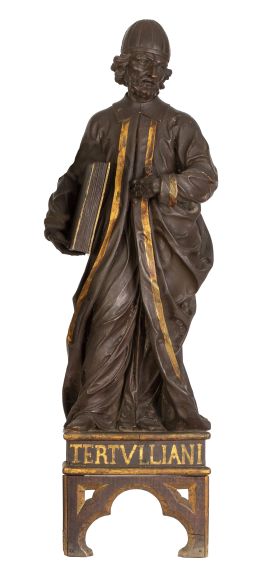 557.  San Tertualiano, padre de la iglesia.
Madera tallada y dor
