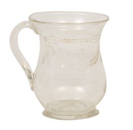 758.  Jarrita de vidrio transparente con decoración grabada y restos de dorado.La Granja, finales del S. XVIII - principios del XIX.