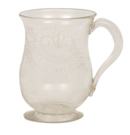 759.  Jarrita de vidrio transparente con decoración grabada.La Granja, finales del S. XVIII - principios del S. XX.