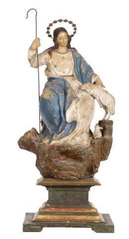 1158.  Divina pastora.
Escultura en barro cocido y policromado, s