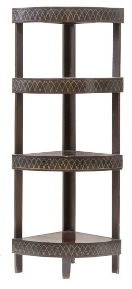 1245.  Rinconera de madera con incrustaciones metálicasEspaña, S. XIX