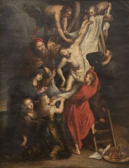 843.  SEGÚN RUBENS (Escuela flamenca, siglo XVII)Descendimiento de Cristo