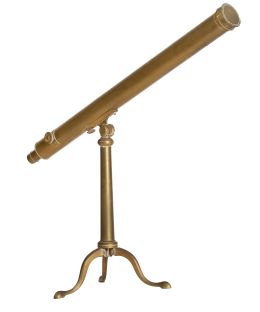1265.  Telescopio de mesa con pies de trípode de bronce dorado.
I