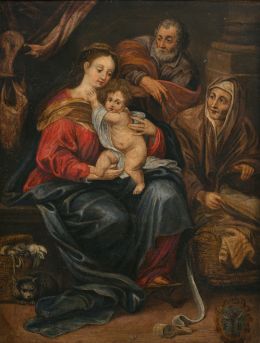 788.  ESCUELA FLAMENCA, SIGLO XVIISagrada Familia con Santa Ana