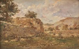 824.  RICARDO DE VILLODAS (Madrid 1846- Soria 1904)Paisaje con ruinas