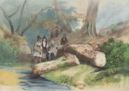 905.  ESCUELA ESPAÑOLA, SIGLO XIXPaisaje con figuras