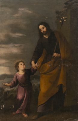 801.  SEGUIDOR BARTOLOMÉ ESTEBAN MURILLO (Escuela sevillana, siglo XVII)San José con el Niño