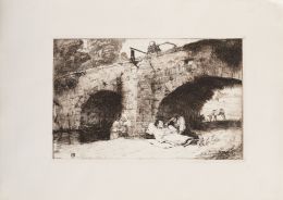 834.  RICARDO BAROJA NESSI (Huelva, 1871-Navarra, 1953)Final de jornada. La muerte sobre el puente