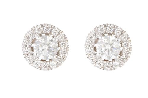 Pendientes rosetón con brillante central de 0,30 ct aprox c