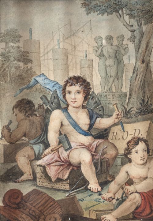 J. P. CRUZ (Escuela española, siglo XIX)Alegoría de la ar