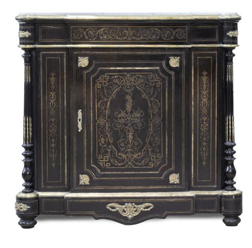 Entredós Napoleón III de madera ebonizada con aplicaciones 