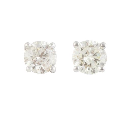 Pendientes dormilonas de brillantes engastados en cuatro ga