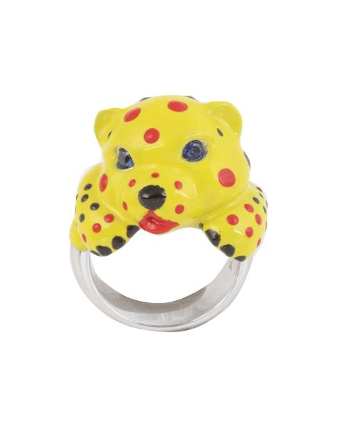 Sortija guepardo de esmalte multicolor