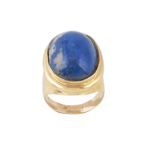 Sortija con cabuchón oval de lapislázuli en montura ancha l