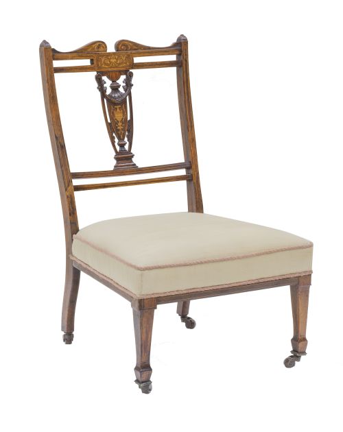 Silla eduardina para costura de madera de palosanto y marqu