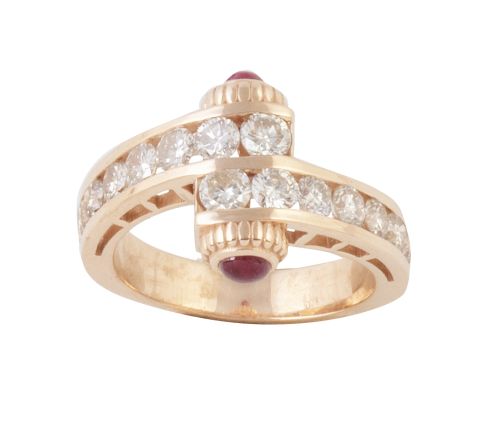 Sortija tu y yo con brillantes engastados en carril, engast