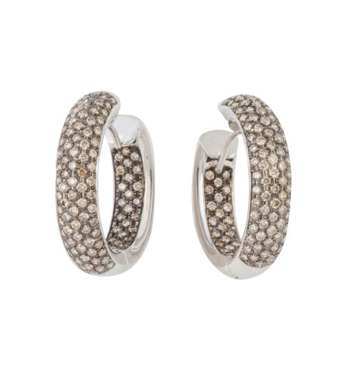 Pendientes criollas con frente cuajado de brillantes brown