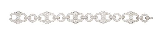 Brazalete Art-Decó de brillantes de talla antigua, con dise
