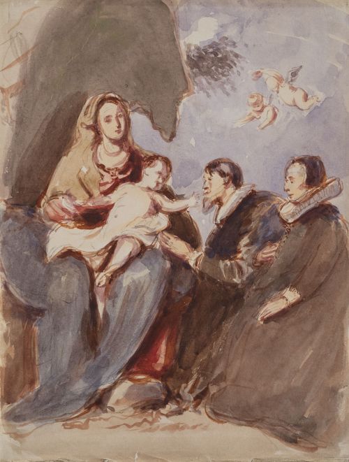 ESCUELA ESPAÑOLA, SIGLO XIXLa Vierge aux donateurs (La Ma